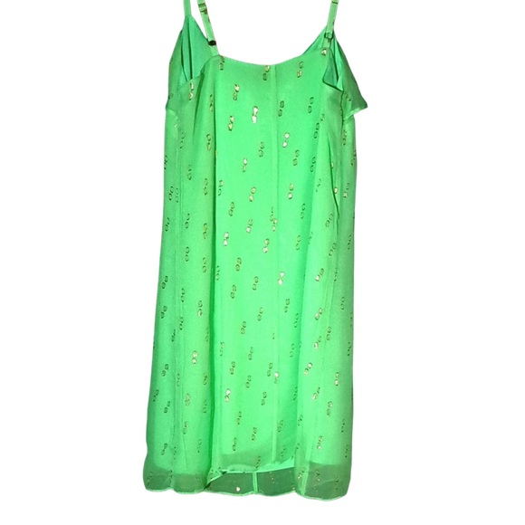Lily Pulitzer XS Silk Gianna Dress Vibrant Green & Gold. B119 - Picture 2 of 6